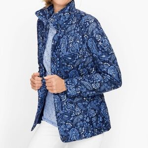 Talbots Quilted Paisley Blue Lightweight Jacket Size Medium
